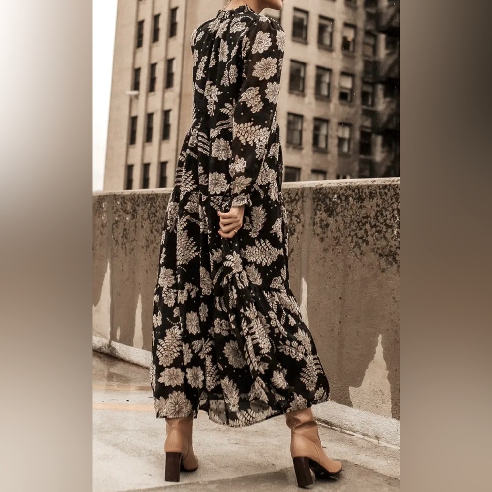 Bohme Black and Cream Floral Maxi Dress - Picture 2 of 4